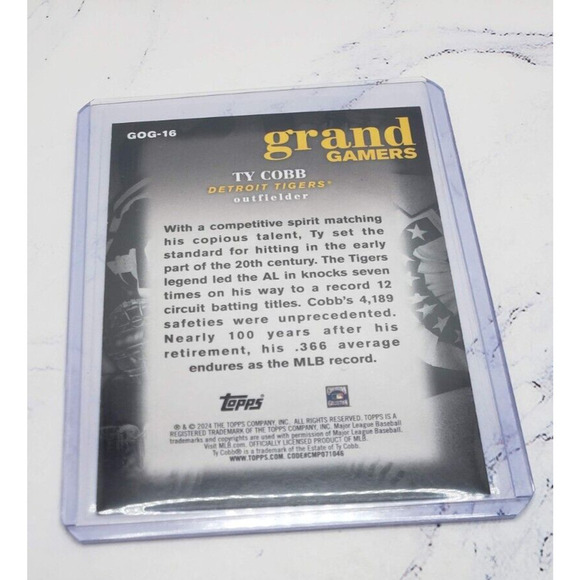 2024 Topps Series 1 Ty Cobb #GOG-16 Grand Gamers Insert Detroit Tigers - Picture 4 of 4